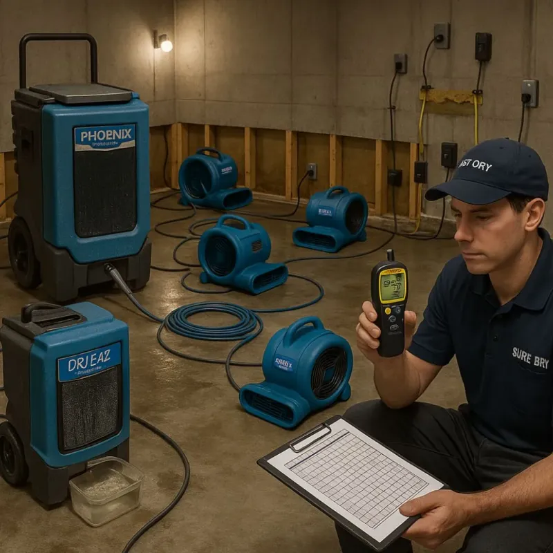Structural Drying and Dehumidification process in Hart, TX
